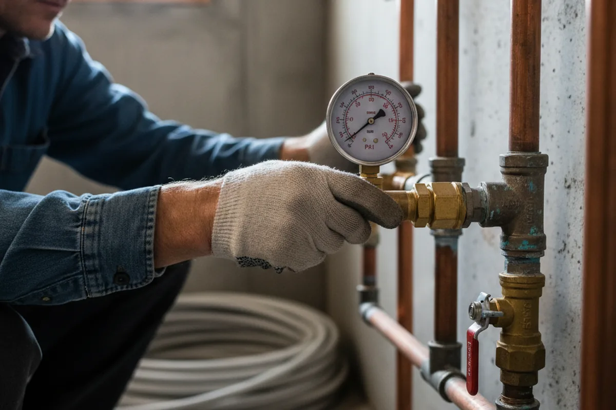 Pressure testing a repaired line during Water Line Repair in Dryden